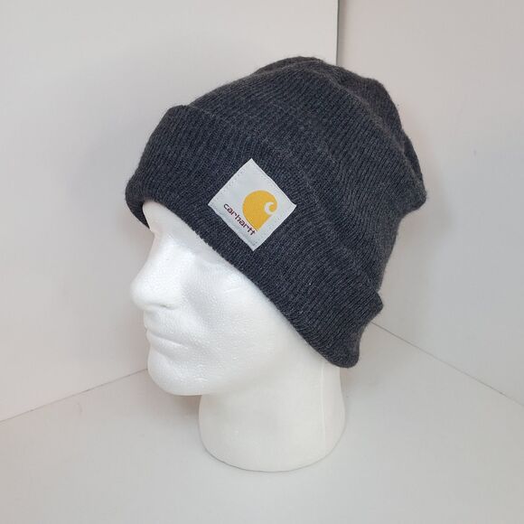 Carhartt Unisex Knit Cuffed Beanie Classic Hat Cap Dark Gray Winter Logo Street - Picture 1 of 8